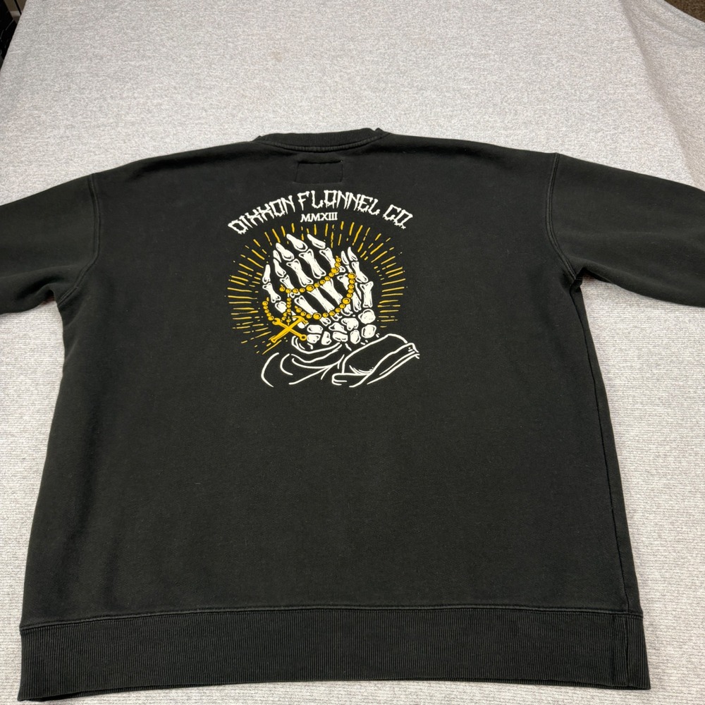 Dixxon Flannel Co Mens 2X Black Praying Skeleton Hands FleeceCrewneck Sweatshirt - Picture 16 of 16
